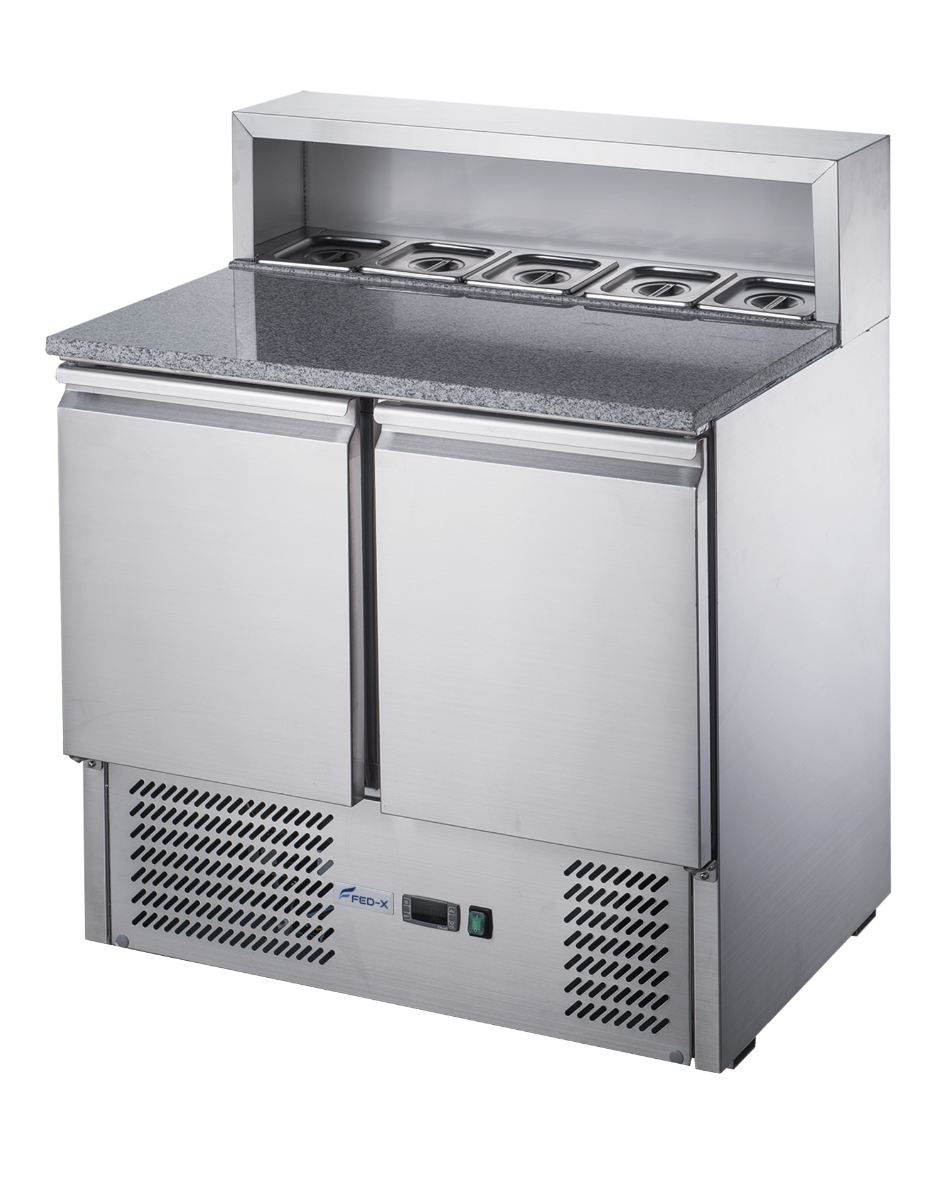 FED-X Two Door Salad Prep Fridge with Marble Top - XGNS900E
