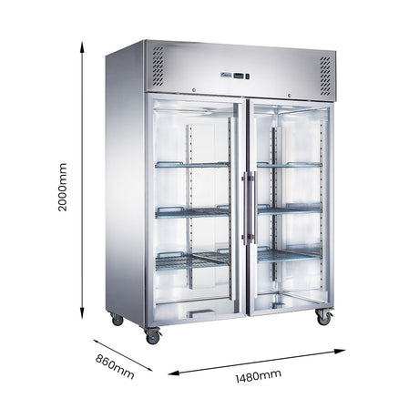 FED-X S/S Two Full Glass Door Upright Fridge - XURC1410G2V