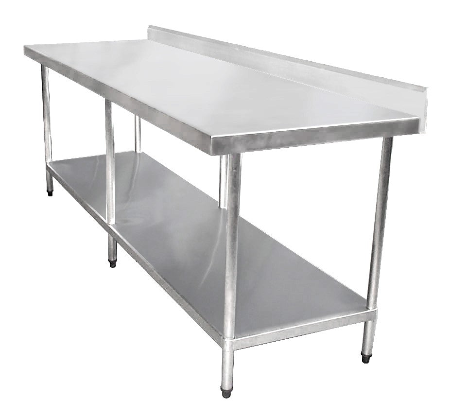 KSS 2400mm Bench w/ Shelf Underneath and Splashback - 760 Depth 03-2400L