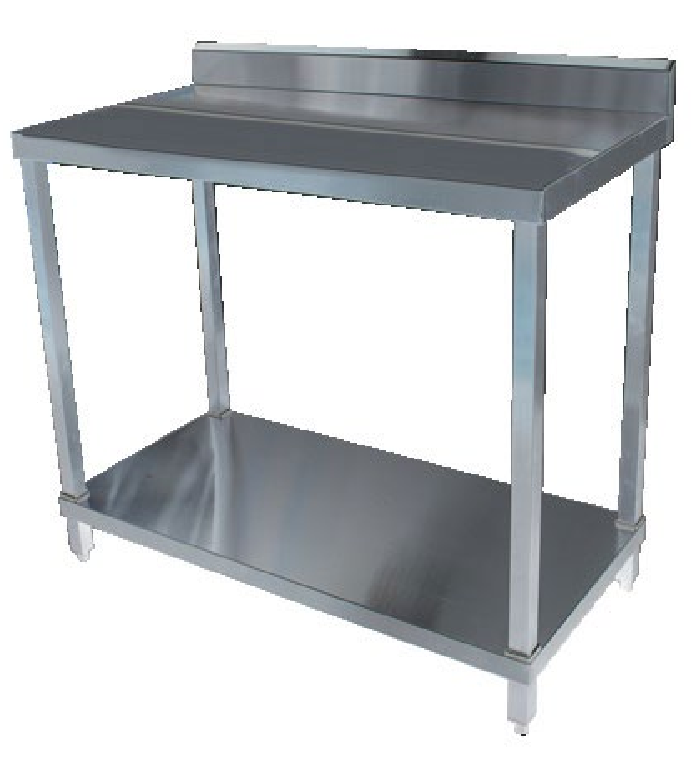 BENCH WITH ADJUSTABLE STORAGE SHELF UNDERNEATH AND SPLASH BACK 900MM 03-6-900L