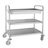 Vogue Deep Tray Clearing Trolley 3 Tier St/St - 940x855x535mm CC365