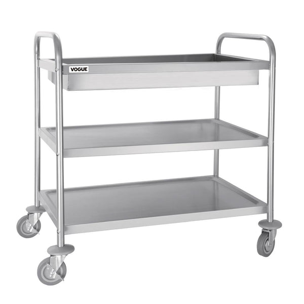 Vogue Deep Tray Clearing Trolley 3 Tier St/St - 940x855x535mm CC365