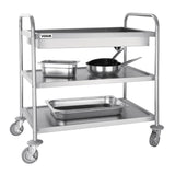 Vogue Deep Tray Clearing Trolley 3 Tier St/St - 940x855x535mm CC365