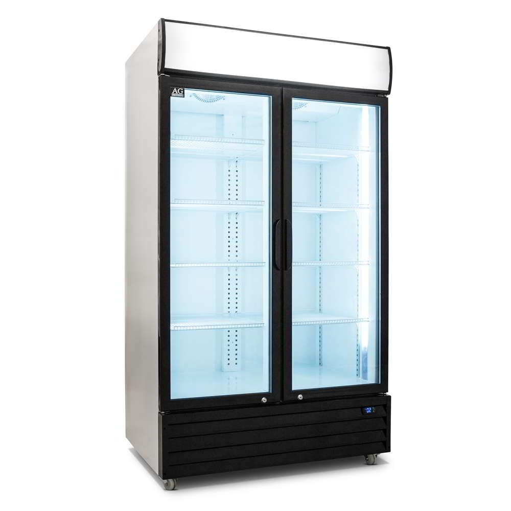 800L Double Door Upright Display Fridge - Glass Door