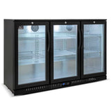AG Three Sliding Door Bar Fridge - Black Body & Doors BEER3