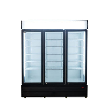 1500L Triple Door Upright Display Fridge - Glass Door