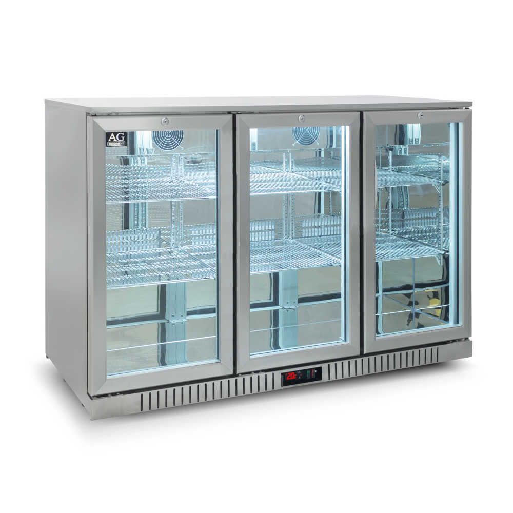 Three Door Bar Fridge - Stainless Steel Body & Doors