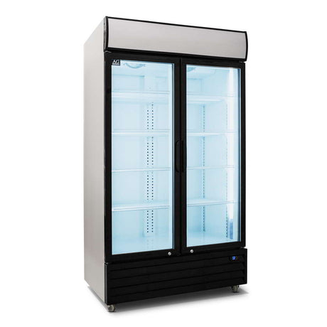 800L Double Door Upright Display Fridge - Glass Door