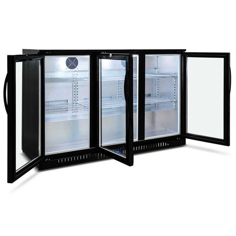 AG Three Sliding Door Bar Fridge - Black Body & Doors BEER3