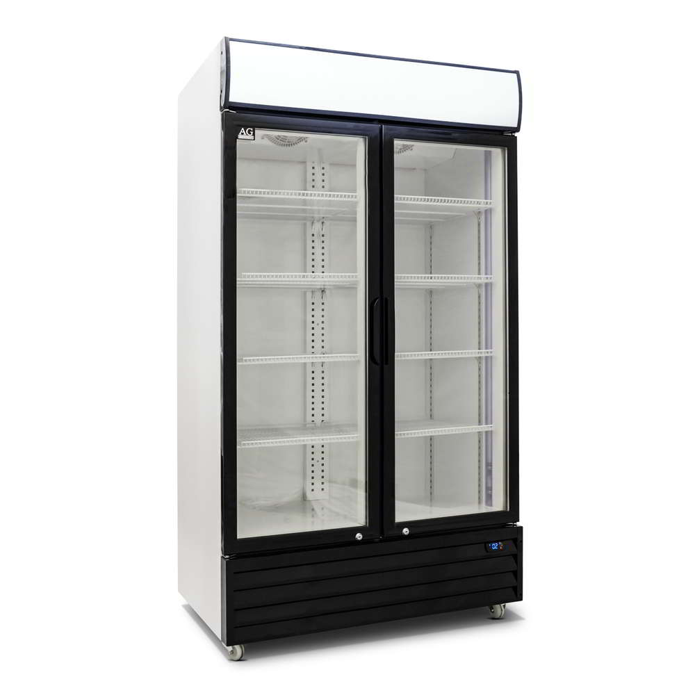 800L Double Door Upright Display Fridge - Glass Door