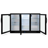 AG Three Sliding Door Bar Fridge - Black Body & Doors BEER3