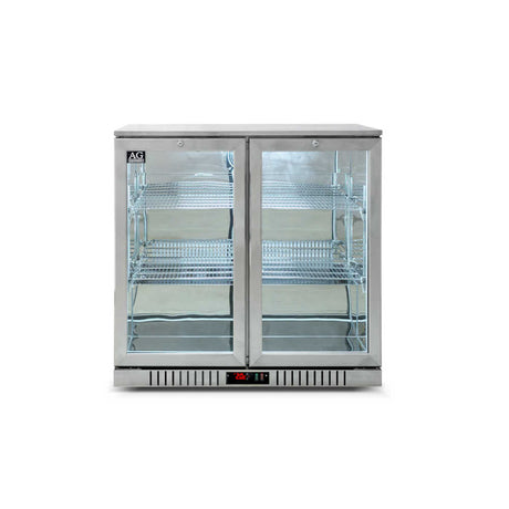 Twin Door Bar Fridge - Stainless Body &  Doors