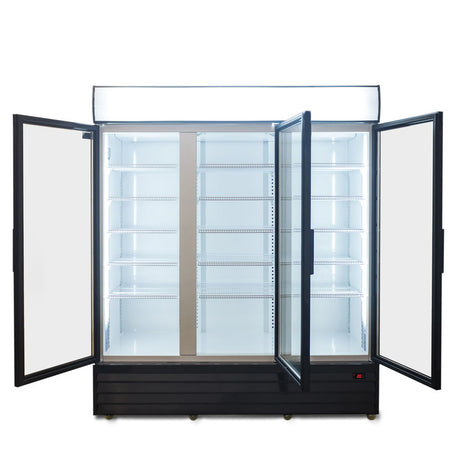 1500L Triple Door Upright Display Fridge - Glass Door