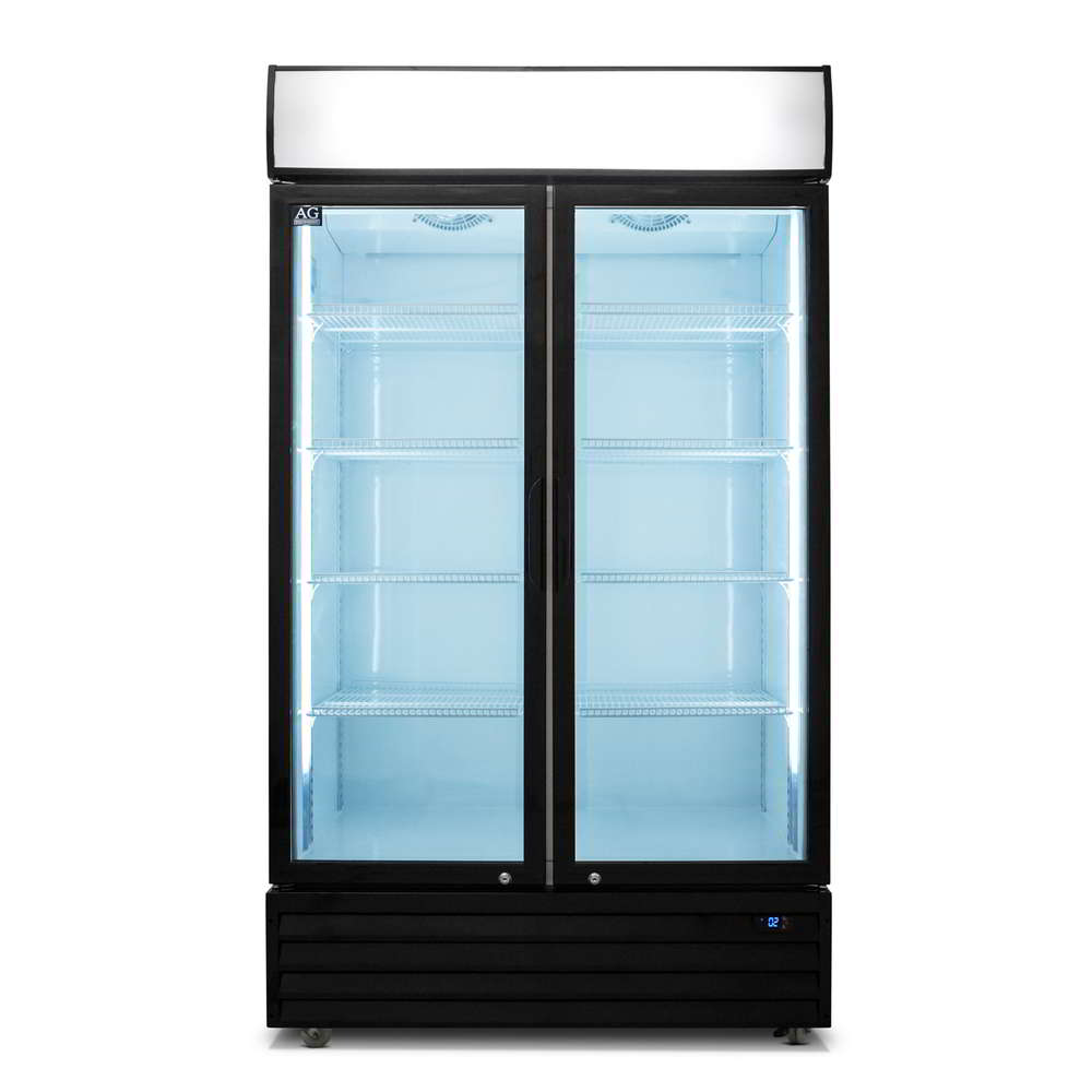 800L Double Door Upright Display Fridge - Glass Door