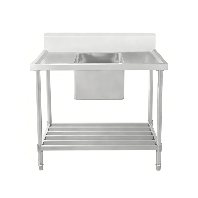 Work Bench - Single Sink with Pipe Undershelf - Center Sink / 700 / ASS-1570C
