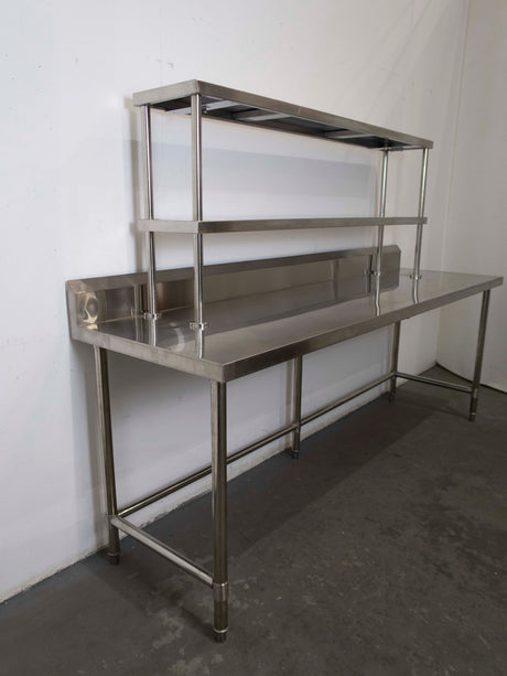 Stainless Steel Bench with 2 Tier Over Bench Shelving