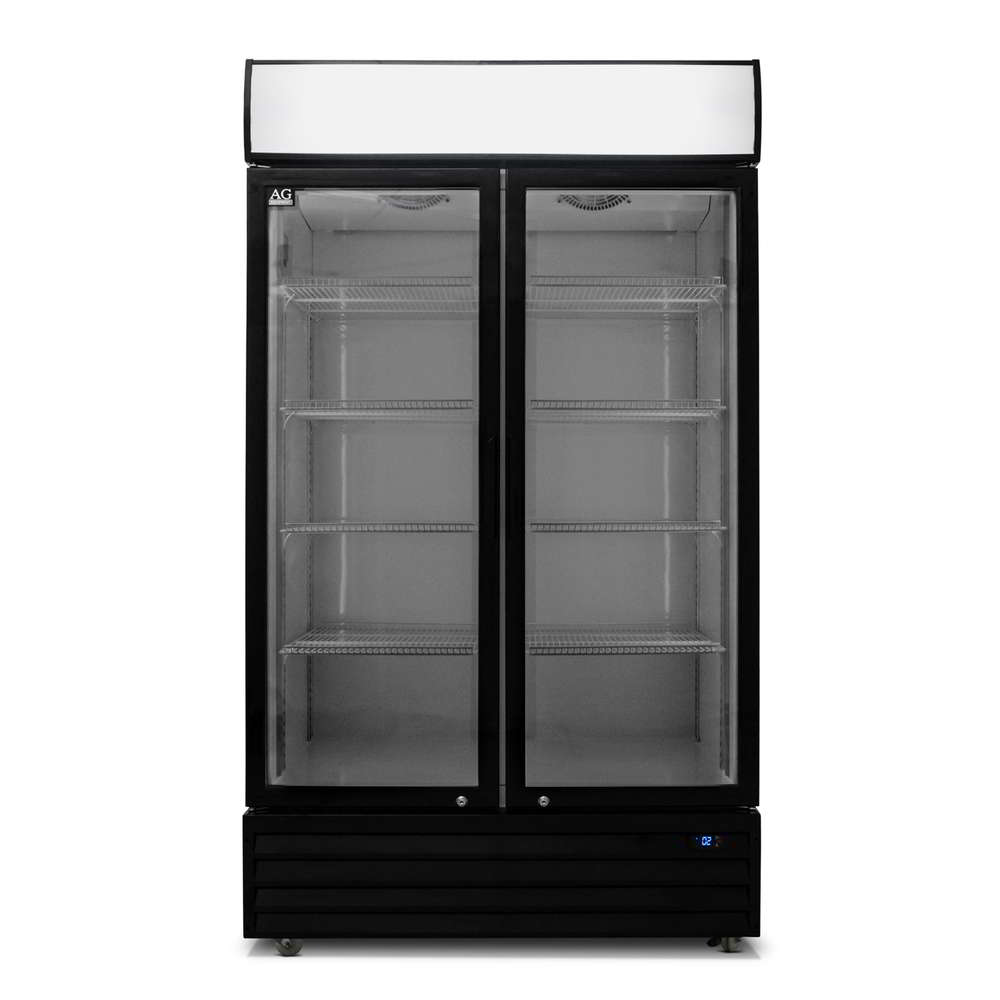 800L Double Door Upright Display Fridge - Glass Door