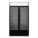 1000L Double Door Upright Display Fridge - Glass Door