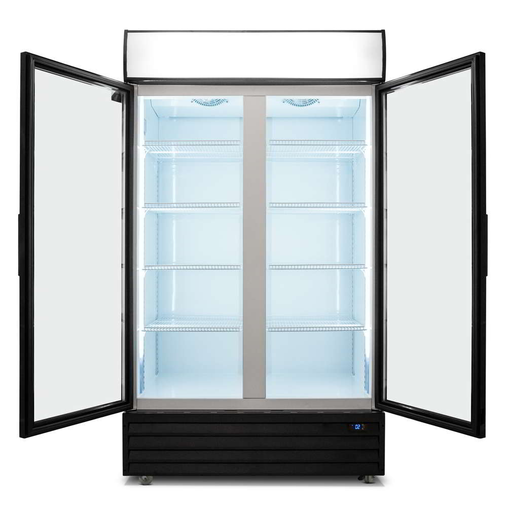 800L Double Door Upright Display Fridge - Glass Door