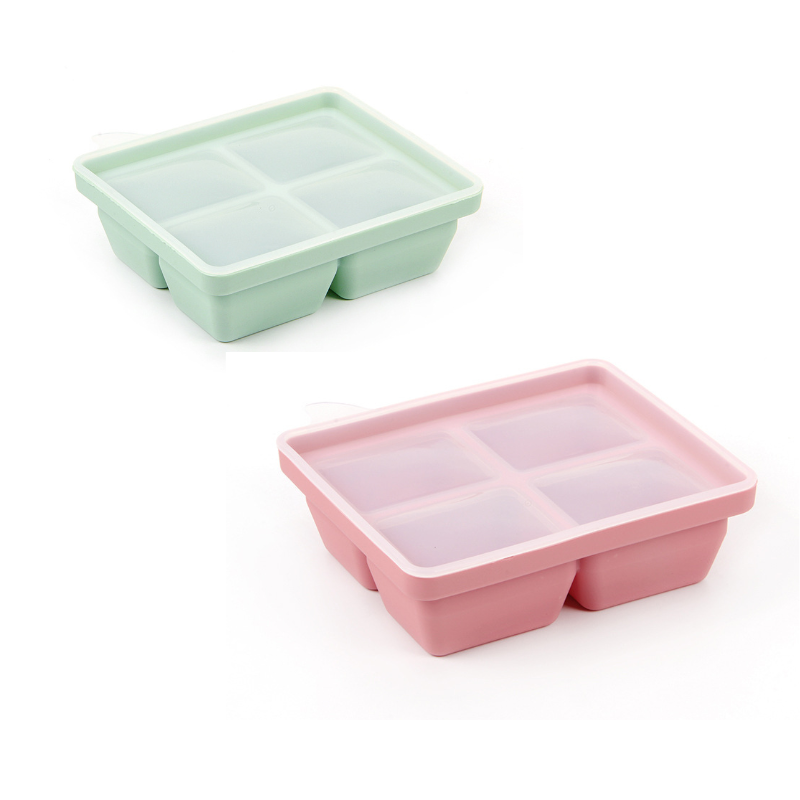 Baby Food-Prep & Serving Silicone Container – 4 Holes – Green - Whisk Hospitality - BFC-4GR