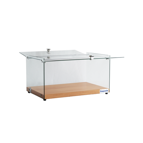 Exquisite One Tier Flat Glass Ambient Cake Display - Woodgrain Black - CD35-B - Whisk Hospitality - CD35-B
