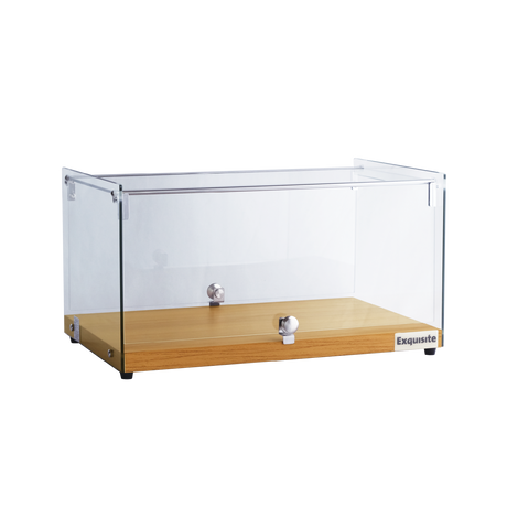 Exquisite One Tier Flat Glass Ambient Cake Display - Natural Oak - CD35-O - Whisk Hospitality - CD35-O