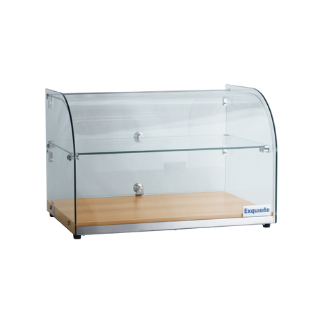 Exquisite Two Tiers Curved Glass Ambient Cake Display – Natural Oak - CD45-O - Whisk Hospitality - CD45-O