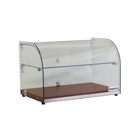 Exquisite Two Tiers Curved Glass Ambient Cake Display – Elegant Walnut - CD45-W - Whisk Hospitality - CD45-W