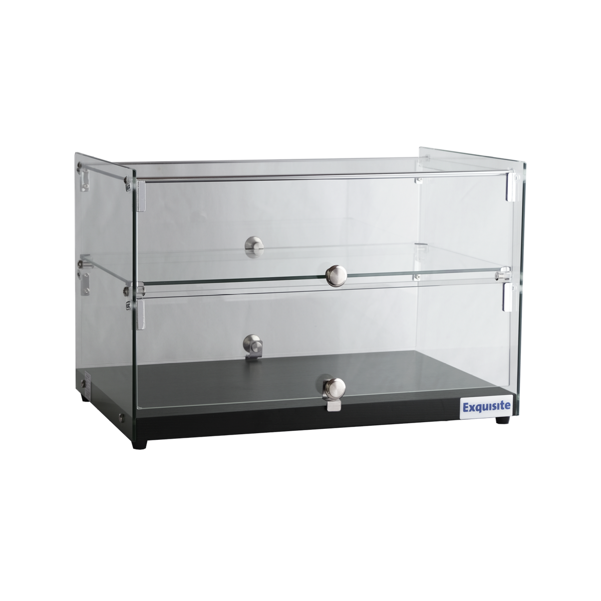 Exquisite Two Tiers Flat Glass Ambient Cake Display – Black - CD50-B - Whisk Hospitality - CD50-B