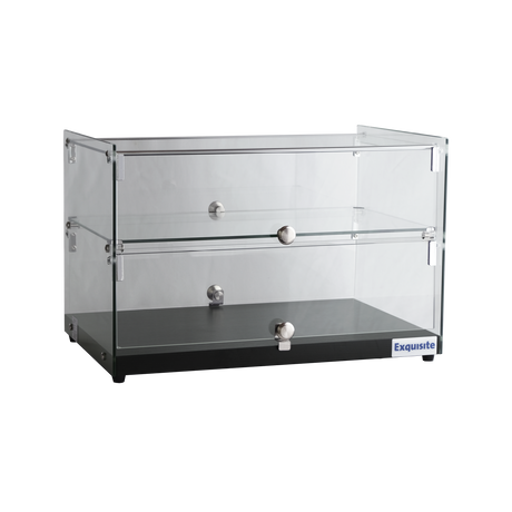 Exquisite Two Tiers Flat Glass Ambient Cake Display – Black - CD50-B - Whisk Hospitality - CD50-B