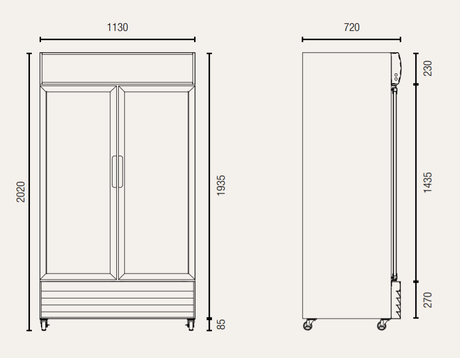 Exquisite Double Door Upright Display Fridge 1000 Litres - DC1000P - Whisk Hospitality - DC1000P-1