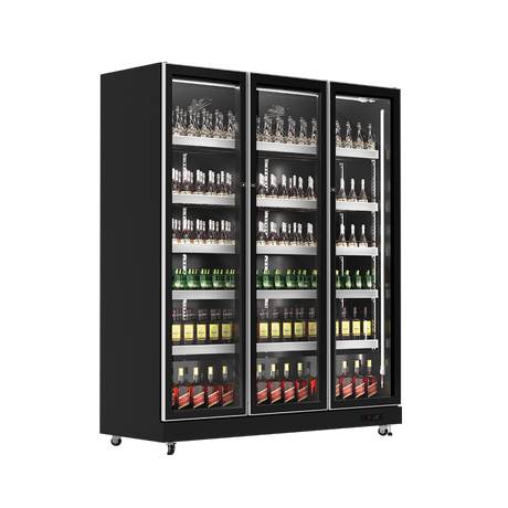 Exquisite Three Glass Doors Upright Display Fridge – Black - DC1100 - Whisk Hospitality - DC1100