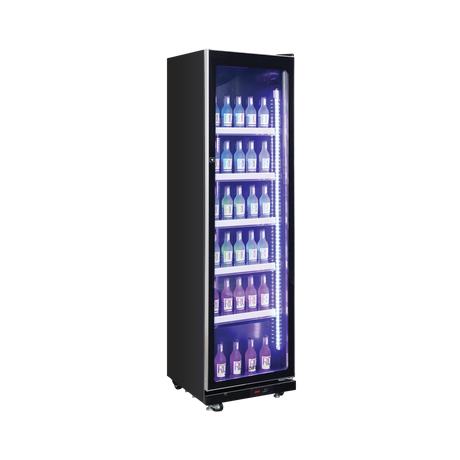 Exquisite One Glass Doors Upright Display Fridge – Black - DC410 - Whisk Hospitality