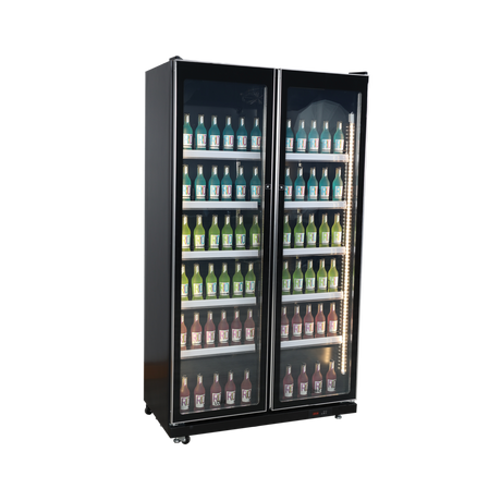 Exquisite Two Glass Doors Upright Display Fridge – Black - DC700 - Whisk Hospitality - DC700