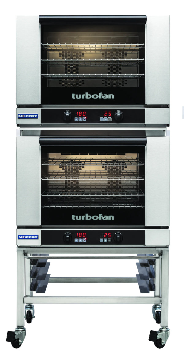 Turbofan E28D42C Full Size Tray Digital Electric Convection Ovens Double Stacked Stainless