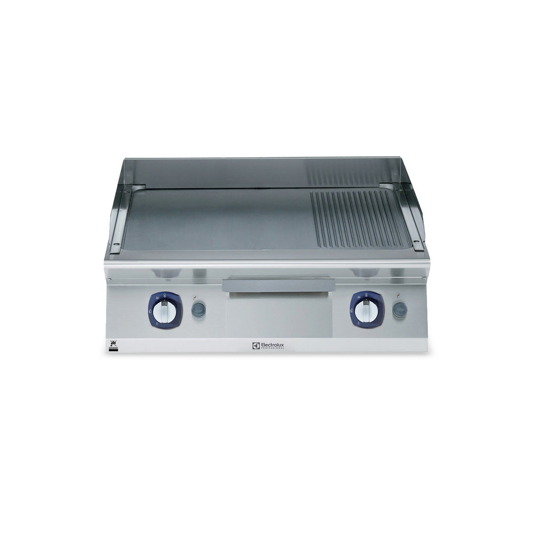Electrolux 700XP Gas Griddle Plate with Smooth/Ribbed Brushed Chrome Plate 800mm E7IIMAAOMEA - Whisk Hospitality - E7IIMAAOMEA