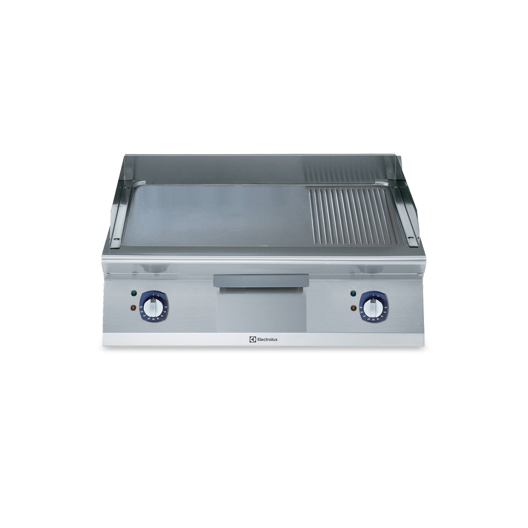 Electrolux 700XP Electric Griddle Plate with Smooth/Ribbed Brushed Chrome Plate 800mm E7IIMDAOMEA - Whisk Hospitality - E7IIMDAOMEA