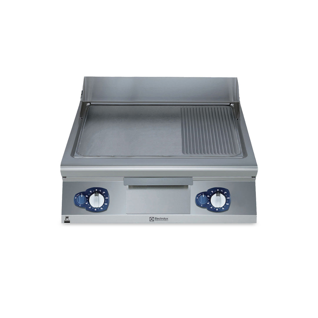 Electrolux 900XP Gas Griddle Plate with Smooth/Ribbed Brushed Chrome Plate 800mm E9IIMAAOMEA - Whisk Hospitality - E9IIMAAOMEA