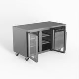 Commercial Two Glass Door Worktop / Under Bench Display Fridge 700mm Depth