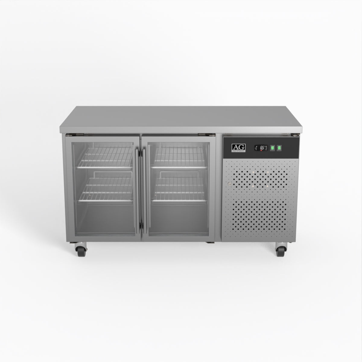 AG Commercial Two Glass Door Worktop / Under Bench Display Fridge 700mm Depth GNX2100TNG