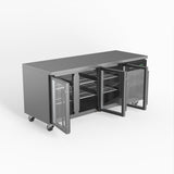 Commercial Three Glass Door Worktop / Under Bench Display Fridge 700mm Depth