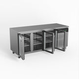 Commercial Three Glass Door Worktop / Under Bench Display Fridge 700mm Depth