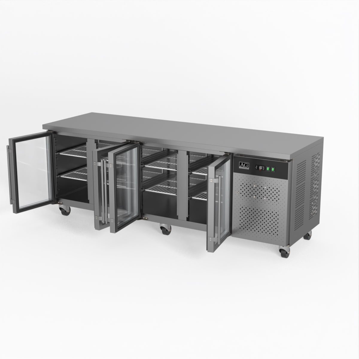 AG Commercial Four Glass Door Worktop / Under Bench Display Fridge 700mm Depth GNX4100TNG