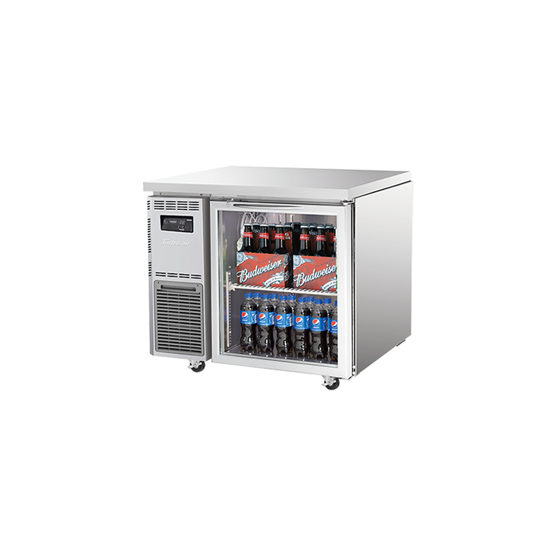 Turbo Air 1 Glass Door Undercounter Fridge 900mm (600mm Deep) KGR9-1S-N - Whisk Hospitality - KGR9-1S-N