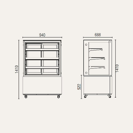 Exquisite Four Tiers Cake Display Fridge – Black finish - CDS309B - Whisk Hospitality - CDS309