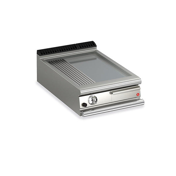 BARON 2 Burner Gas Fry Top With 2/3 Smooth 1/3 Ribbed Mild Steel Plate And Thermostatic Control
