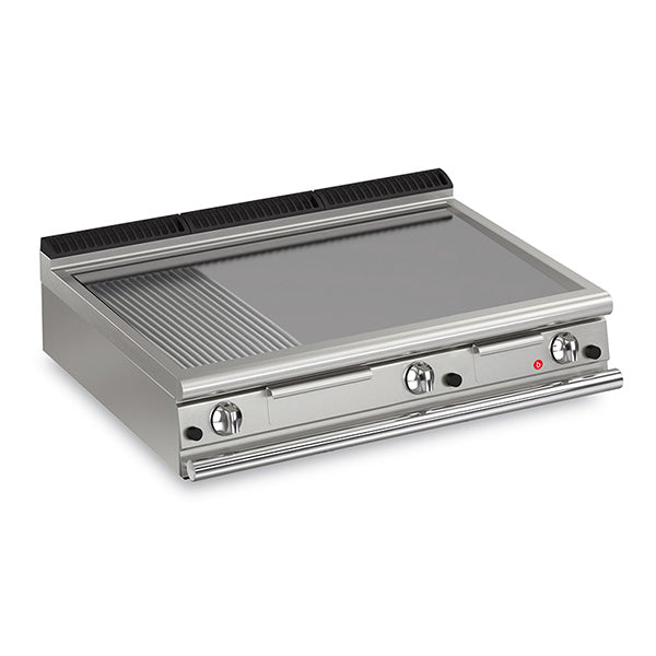 Baron 3 Burner Gas Fry Top With 2/3 Smooth 1/3 Ribbed Mild Steel Plate And Thermostat Control