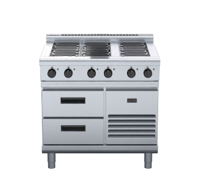 Waldorf 800 Series Rnl8600E Rb 900Mm Electric Cooktop Low Back Version Refrigerated Base