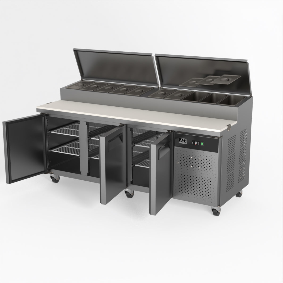 AG 3 Door Saladette Fridge - 10 x 1/3 GN Trays SH3000-800