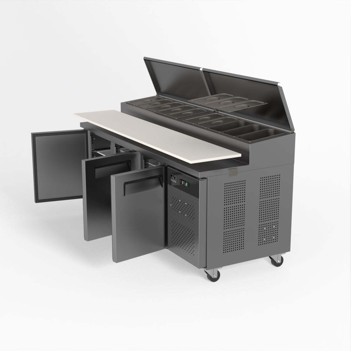 AG 3 Door Saladette Fridge - 10 x 1/3 GN Trays SH3000-800